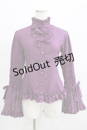 画像: metamorphose / シャーリング姫袖ブラウス（梨地） Free パープル H-25-07-14-051-ME-BL-NS-ZH