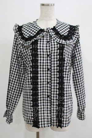 画像: LIEF / Gingham Lace Blouse M ブラック H-25-07-14-054-LO-BL-NS-ZH
