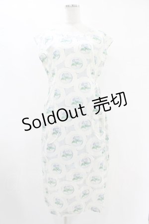 画像: Jane Marple Dans Le Salon / Flower Plateのチュニックワンピース  アイボリー×ブルーグレイ H-25-07-15-1057-JM-OP-KB-ZH