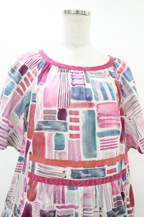 画像4: Jane Marple Dans Le Salon / Constructed stripes surf dress M ピンク H-25-12-15-1010-JM-OP-KB-ZH (4)