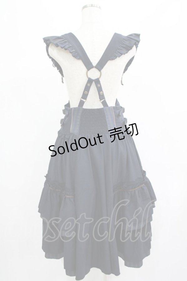 画像3: Ozz oneste / ストライプフリル薔薇刺繍サス付スカート  ネイビー×ブラウン H-25-07-16-033-OO-SK-KB-ZH (3)