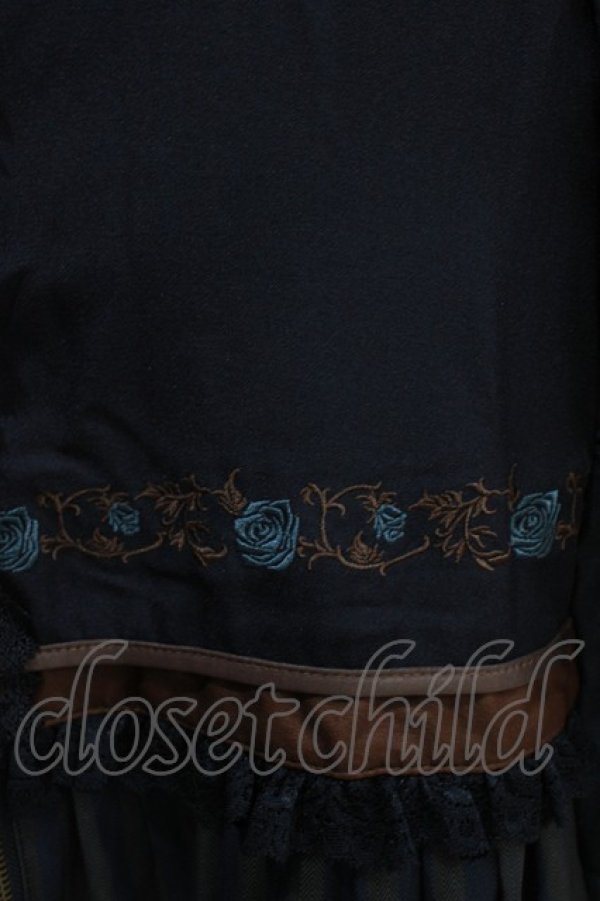 画像5: Ozz oneste / ストライプフリル薔薇刺繍サス付スカート  ネイビー×ブラウン H-25-07-16-033-OO-SK-KB-ZH (5)