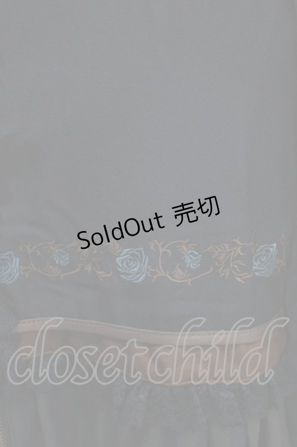 画像5: Ozz oneste / ストライプフリル薔薇刺繍サス付スカート  ネイビー×ブラウン H-25-07-16-033-OO-SK-KB-ZH (5)