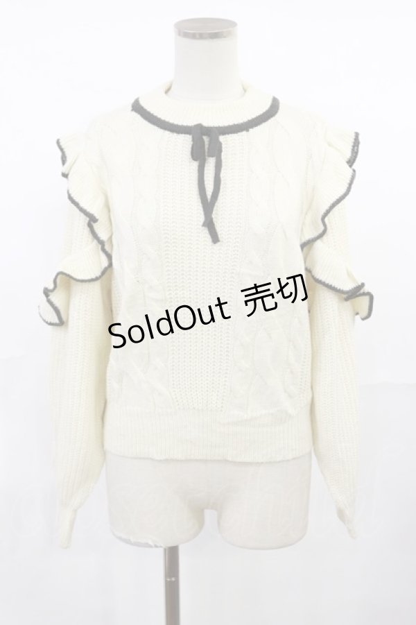 画像1: Fi.n.t / 配色フリル使いケーブルニットプルオーバー Free OFF WHITE H-25-07-16-1027-CA-TO-NS-ZH (1)