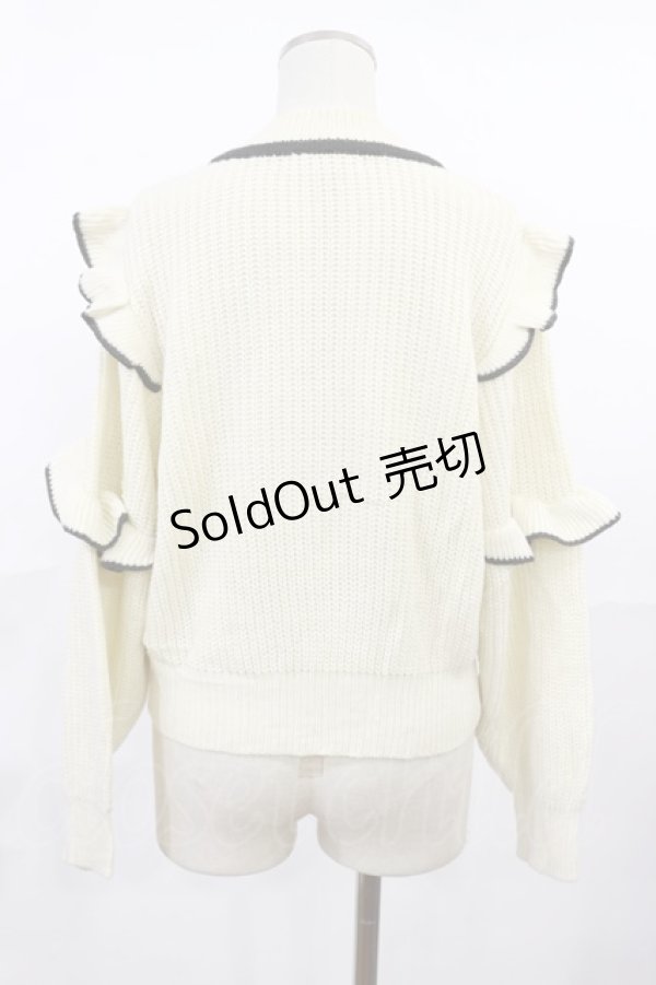 画像2: Fi.n.t / 配色フリル使いケーブルニットプルオーバー Free OFF WHITE H-25-07-16-1027-CA-TO-NS-ZH (2)