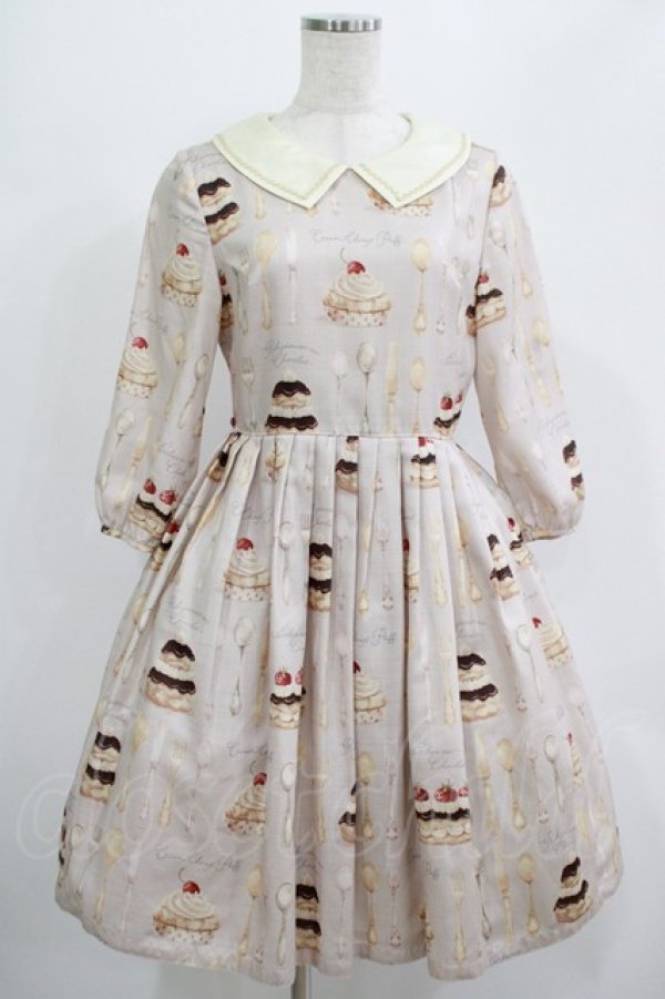 画像1: Leur Getter / Cream Choux Puff袖付ワンピース M ピンク H-25-07-16-006-LU-OP-KB-ZH (1)