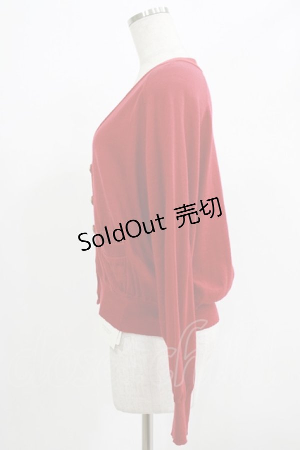 画像2: Jane Marple Dans Le Salon / ウールニットカーディガン  赤 H-25-07-16-060-JM-TO-KB-ZH (2)