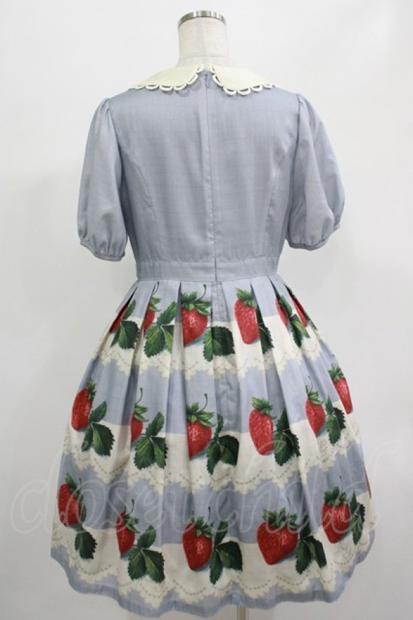画像3: Leur Getter / Antique Lace Strawberry袖付きワンピース M サックス H-25-07-16-017-LU-OP-KB-ZH (3)