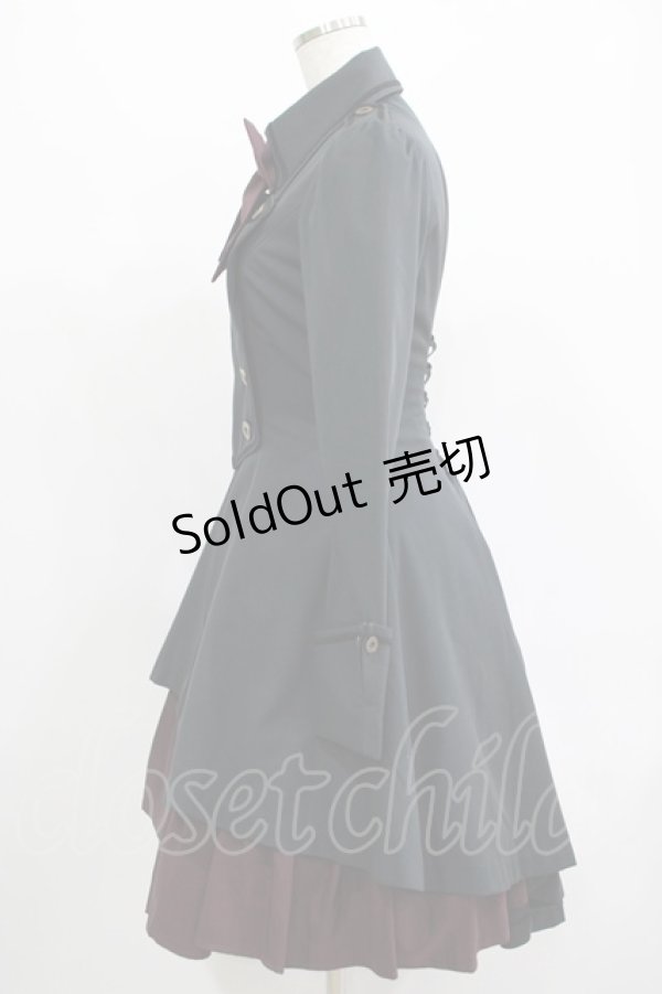 画像2: ATELIER BOZ / ディーンジャケットワンピース  ブラック×ボルドー H-25-07-16-021-EL-OP-KB-ZH (2)