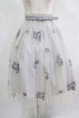 画像: an another angelus / ベルト付きローズ総刺繍チュールスカート Free BLUE GRAY H-25-07-17-026-CA-SK-NS-ZH