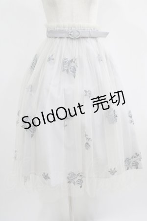 画像: an another angelus / ベルト付きローズ総刺繍チュールスカート Free BLUE GRAY H-25-07-17-026-CA-SK-NS-ZH