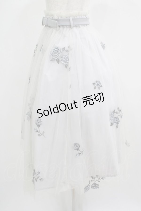 画像2: an another angelus / ベルト付きローズ総刺繍チュールスカート Free BLUE GRAY H-25-07-17-026-CA-SK-NS-ZH (2)