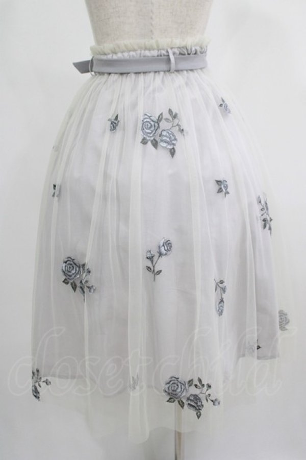 画像3: an another angelus / ベルト付きローズ総刺繍チュールスカート Free BLUE GRAY H-25-07-17-026-CA-SK-NS-ZH (3)