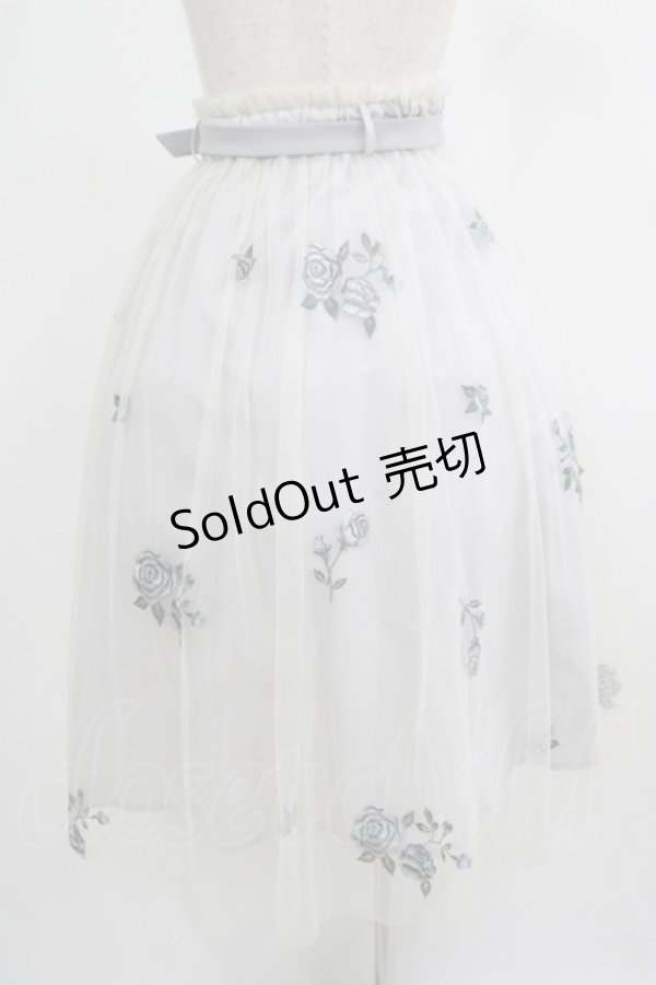 画像3: an another angelus / ベルト付きローズ総刺繍チュールスカート Free BLUE GRAY H-25-07-17-026-CA-SK-NS-ZH (3)