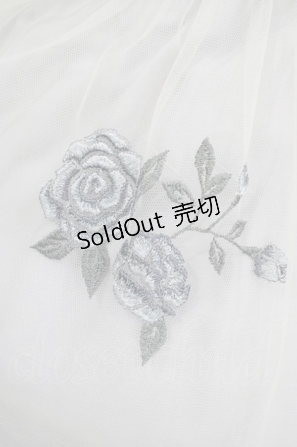 画像4: an another angelus / ベルト付きローズ総刺繍チュールスカート Free BLUE GRAY H-25-07-17-026-CA-SK-NS-ZH (4)
