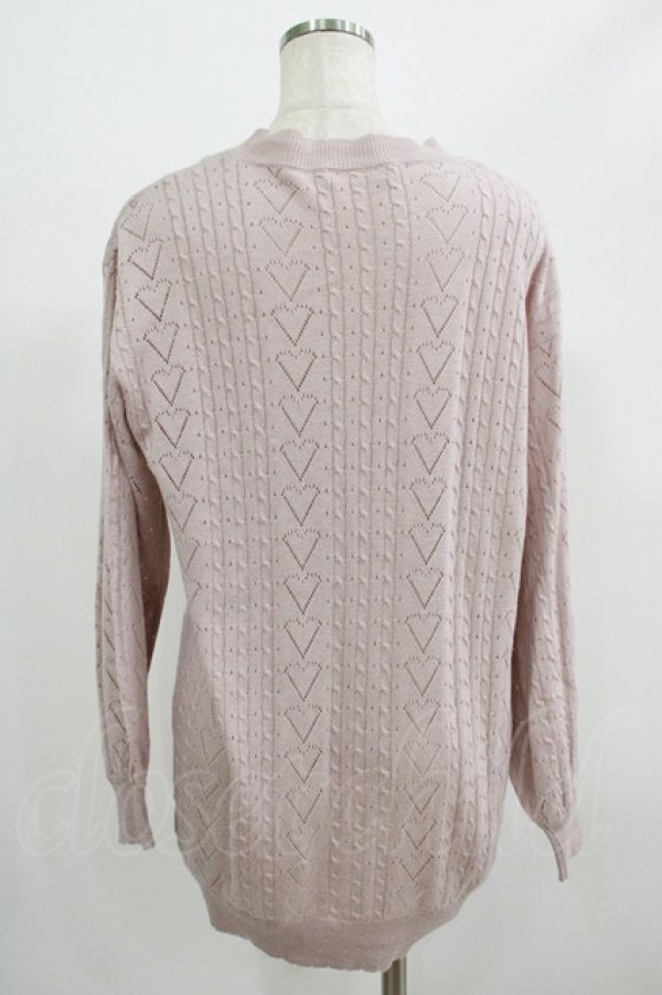 画像3: Amavel / ハート透かしあみロングカーディガン Fee ピンク H-25-07-17-040-CA-TO-NS-ZH (3)