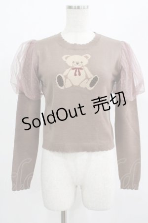 画像: axes femme POETIQUE / クマジャカードニットプルオーバー M ブラウン H-25-07-17-052-AX-TO-NS-ZH