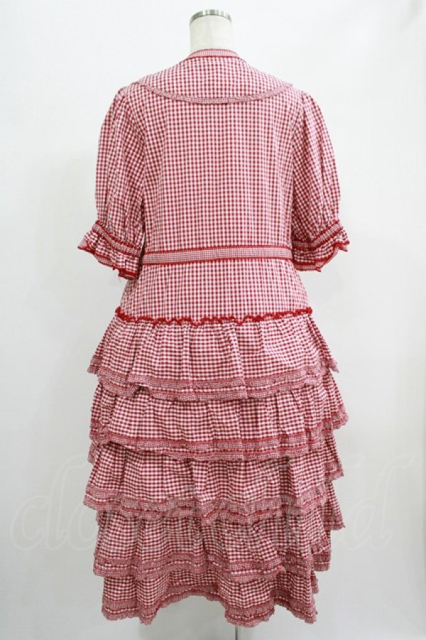 画像3: alcali / alcali × misako aoki/コットンギンガム前あきワンピース Free レッド H-25-07-17-002-LO-OP-NS-ZH (3)