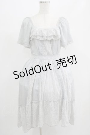 画像: axes femme / レース切替フレア袖ワンピース M ブルー H-25-07-17-017-AX-OP-NS-ZH