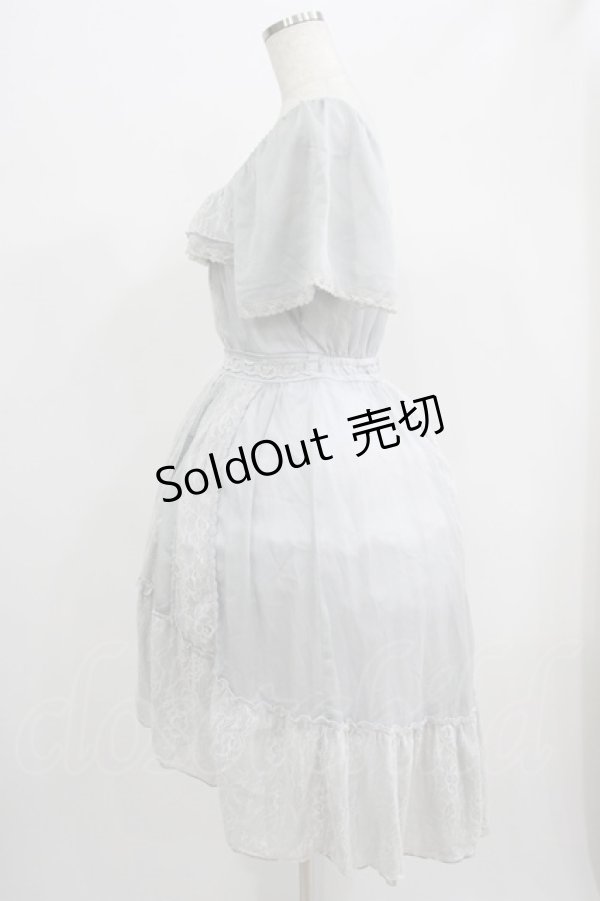 画像2: axes femme / レース切替フレア袖ワンピース M ブルー H-25-07-17-017-AX-OP-NS-ZH (2)