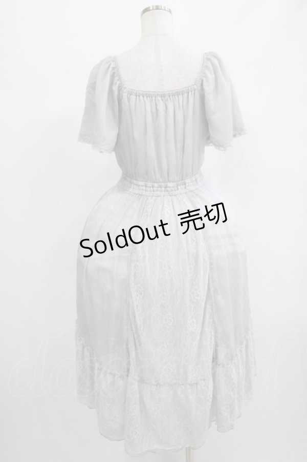 画像3: axes femme / レース切替フレア袖ワンピース M ブルー H-25-07-17-017-AX-OP-NS-ZH (3)