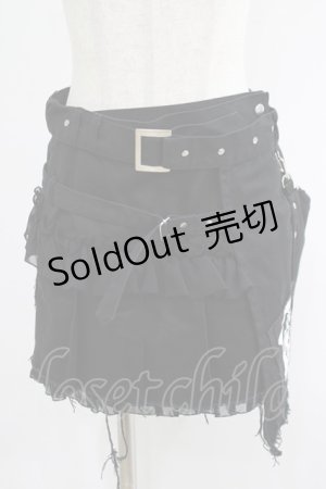 画像: SEX POT ReVeNGe / フラップ付ラップスカート  黒 H-25-07-18-025-SP-SK-KB-ZH