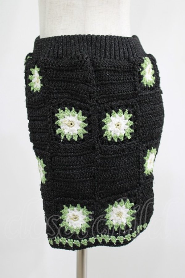 画像2: Candy Stripper / FLOWER CROCHET KINT SHORT PANTS  ブラック×グリーン H-25-11-16-017-PU-PA-KB-ZH (2)