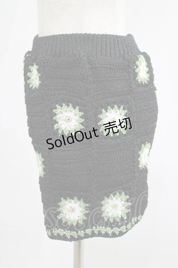画像2: Candy Stripper / FLOWER CROCHET KINT SHORT PANTS  ブラック×グリーン H-25-11-16-017-PU-PA-KB-ZH (2)