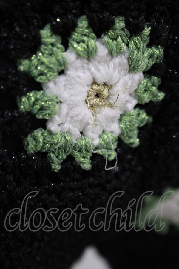 画像4: Candy Stripper / FLOWER CROCHET KINT SHORT PANTS  ブラック×グリーン H-25-11-16-017-PU-PA-KB-ZH (4)