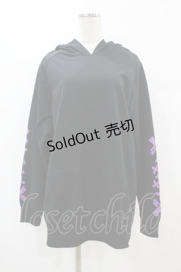 画像1: NieR Clothing / ツノフードプルパーカー  黒×紫 H-25-07-18-1052-PU-TO-KB-ZH (1)