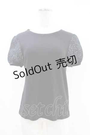 画像: Jane Marple / アイレットレーススリーブのTシャツ Free クロ H-25-07-18-1032-JM-TO-KB-ZH