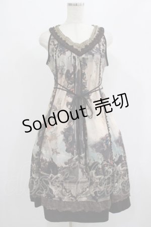 画像: OZZ ANGELO / 宗教画プリントプリーツフリルワンピース  茶 H-25-07-18-011-OO-OP-KB-ZH