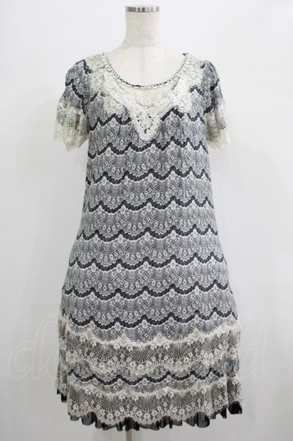 画像1: Rozen Kavalier / レースプリントワンピース  黒 H-25-07-18-013-OO-OP-KB-ZT003 (1)