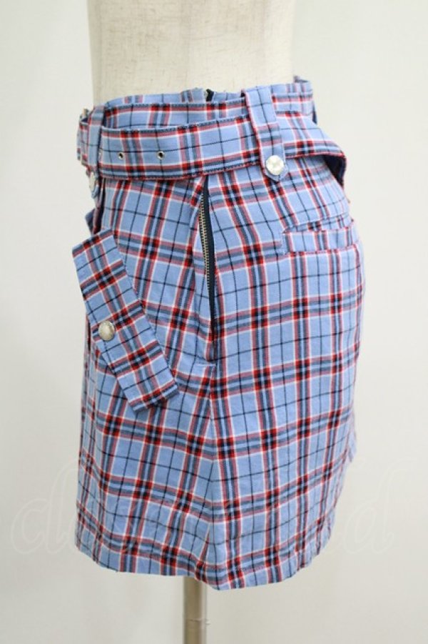 画像2: Candy Stripper / CHECK BELTED SKIRT S ブルー H-25-11-16-011-PU-SK-KB-ZH (2)