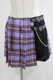 画像1: DARK IN LOVE / Punk purple checked splicing black pleated skirt S パープル×ブラック H-25-07-18-022-PU-SK-KB-ZH (1)