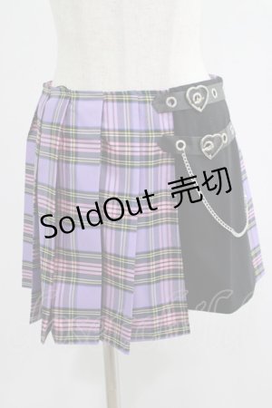 画像: DARK IN LOVE / Punk purple checked splicing black pleated skirt S パープル×ブラック H-25-07-18-022-PU-SK-KB-ZH