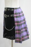 画像2: DARK IN LOVE / Punk purple checked splicing black pleated skirt S パープル×ブラック H-25-07-18-022-PU-SK-KB-ZH (2)