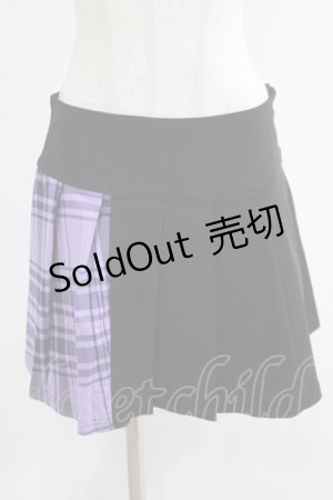 画像: KILL STAR / CATTLE PLEATED SKIRT M ブラック/ライラックタータン H-25-07-18-023-SL-SK-KB-ZH