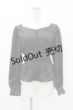 画像: epine / lace satin back ribbon Peplum blouse  Free black H-25-07-19-042-0-BL-NS-ZH