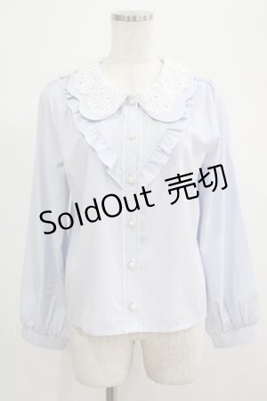 画像: axes femme POETIQUE / レースビック襟ブラウス M サックス H-25-07-19-1040-AX-TO-NS-ZH