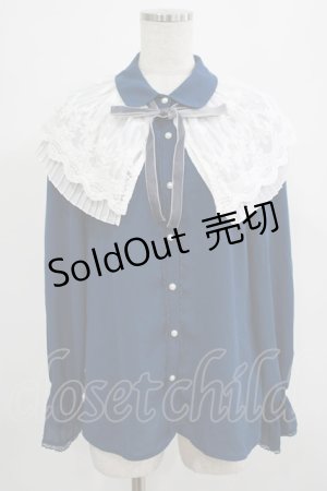 画像: axes femme / ケープ風リボン付ブラウス M ネイビー H-25-07-19-1047-AX-BL-NS-ZH