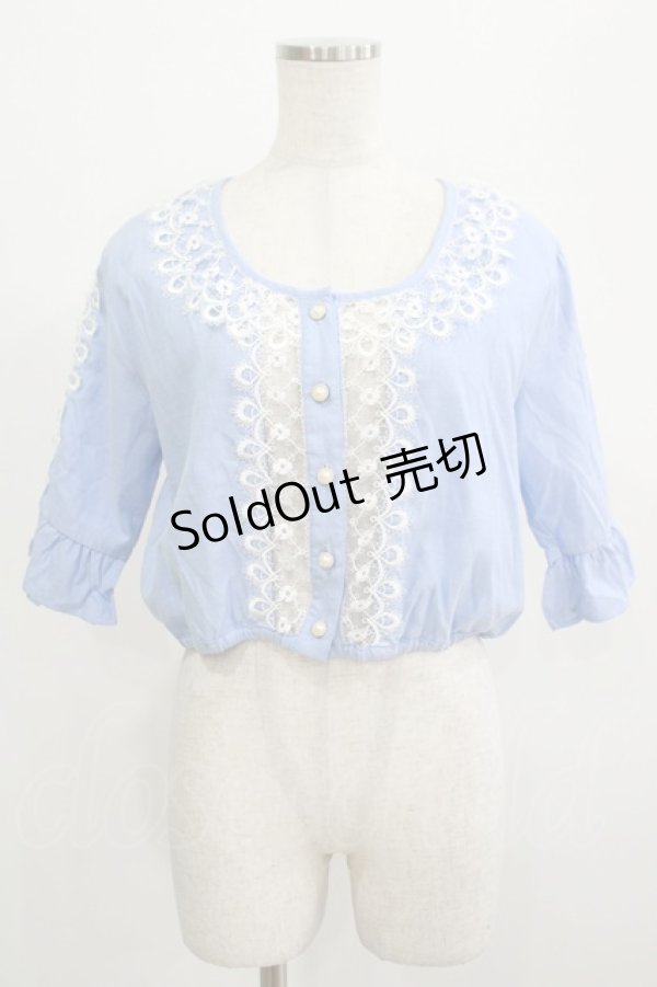 画像1: axes femme POETIQUE / レース襟ブラウス M ブルー H-25-07-19-1049-AX-BL-NS-ZH (1)