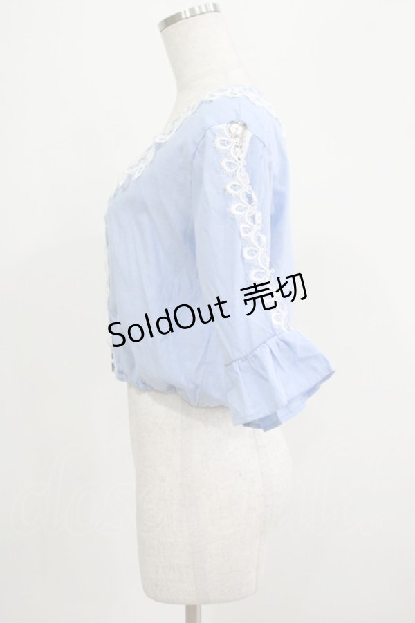 画像2: axes femme POETIQUE / レース襟ブラウス M ブルー H-25-07-19-1049-AX-BL-NS-ZH (2)