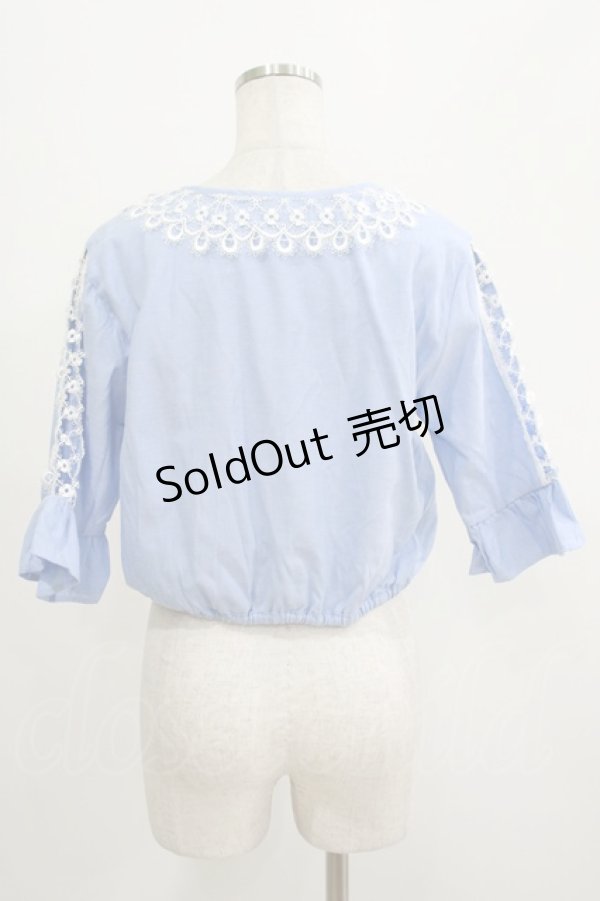 画像3: axes femme POETIQUE / レース襟ブラウス M ブルー H-25-07-19-1049-AX-BL-NS-ZH (3)