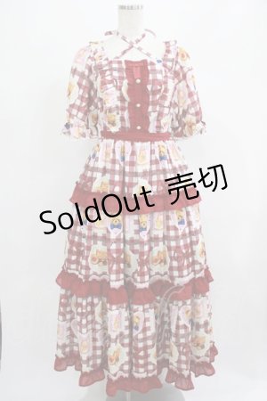 画像: axes femme kawaii / ベアズベーカリー柄ロングワンピース M レッド H-25-07-19-1007-AX-OP-NS-ZH