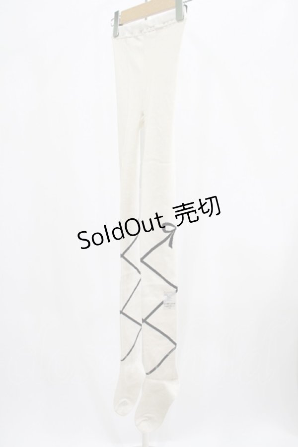 画像2: axes femme / レースアップリボン柄タイツ  生成り H-25-07-19-1068-AX-ZA-NS-ZH (2)