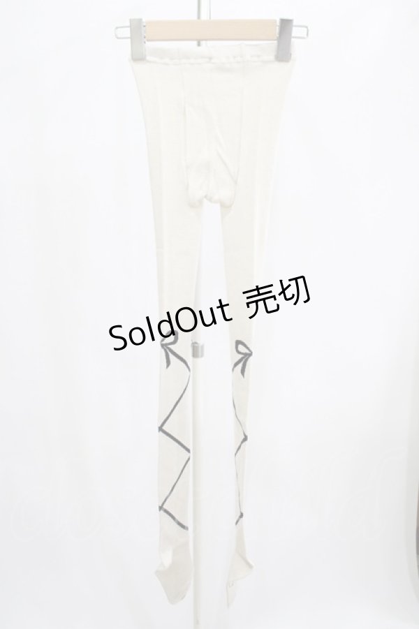 画像3: axes femme / レースアップリボン柄タイツ  生成り H-25-07-19-1068-AX-ZA-NS-ZH (3)