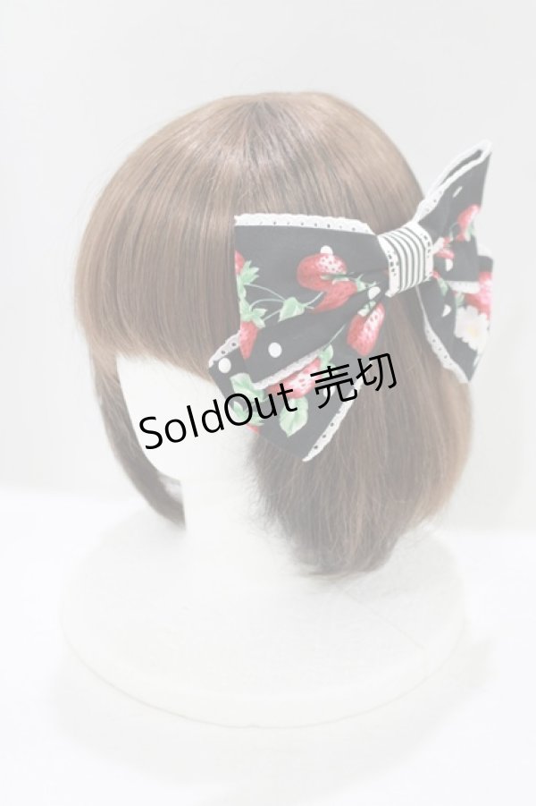 画像1: Angelic Pretty / 摘みたていちごSpecialジャンパースカートSetのバレッタ  ブラック H-25-07-19-1073-AP-AC-NS-ZH (1)