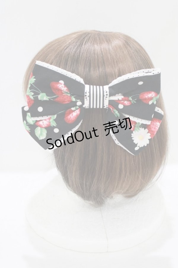 画像2: Angelic Pretty / 摘みたていちごSpecialジャンパースカートSetのバレッタ  ブラック H-25-07-19-1073-AP-AC-NS-ZH (2)