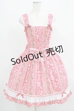画像: Angelic Pretty / スウィートリボンストロベリーシャーリングジャンパースカート Free アカ H-25-07-19-1011-AP-OP-NS-ZH